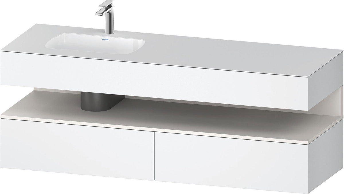 DURAVIT Qatego Studio F. A. Porsche Einbauwaschtisch mit Konsolenwaschtischunterbau 1600 mm Weiß Matt