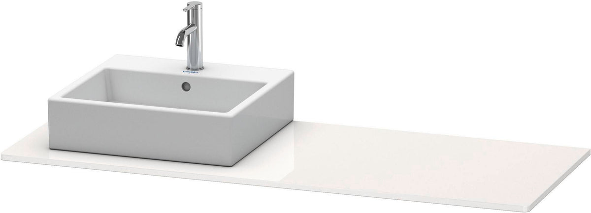 Duravit XSquare Konsole 1400x550mm betongrau matt – 1 Ausschnitt, mit Siphonaussparung