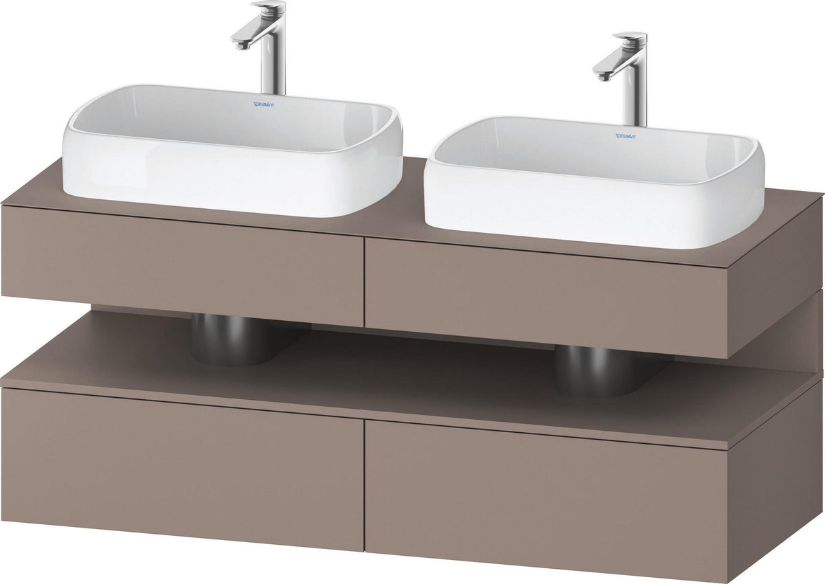 Duravit Qatego Konsolenwaschtischunterbau 1400 mm Basalt Matt mit 2 Auszügen und LED-Beleuchtung