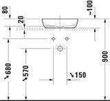 DURAVIT Sivida Waschtischset 680x500mm mit Konsole – Weiß, Aufsatzbecken, medizinische Ausführung