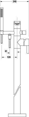 Duravit D-Neo Einhebel-Wannenmischer bodenstehend mit Keramikmischsystem in Chrom