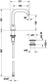 DURAVIT Circle 3-Loch Waschtischarmatur Keramikmischsystem Chrom Hochglanz
