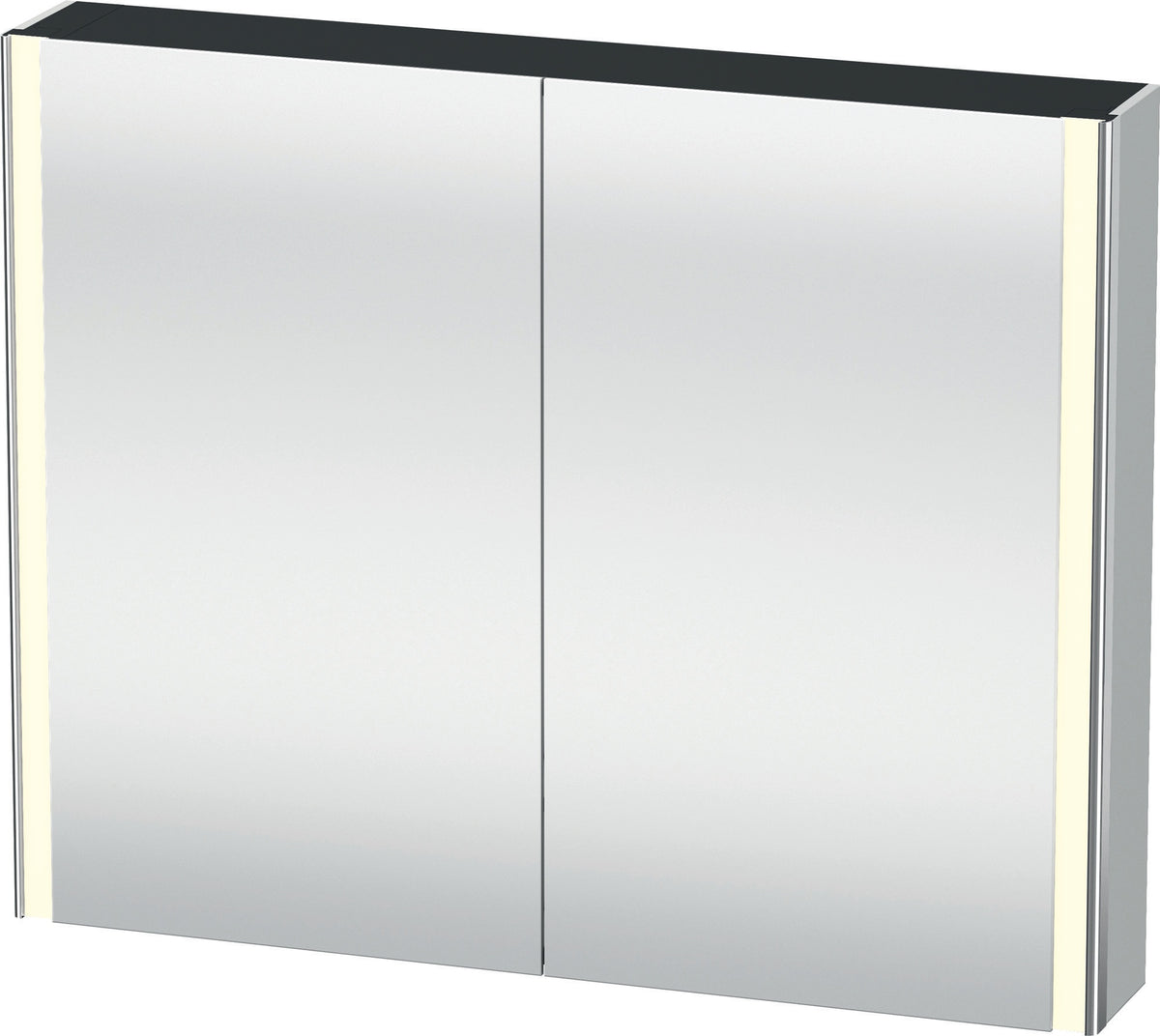 DURAVIT XSquare Spiegelschrank 1000 mm mit LED-Beleuchtung, Front- und Innenspiegel, Weiß Seidenmatt