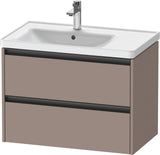 Duravit Ketho.2 Waschtischunterbau 784 mm betongrau matt mit 2 Schubkästen und Becken links