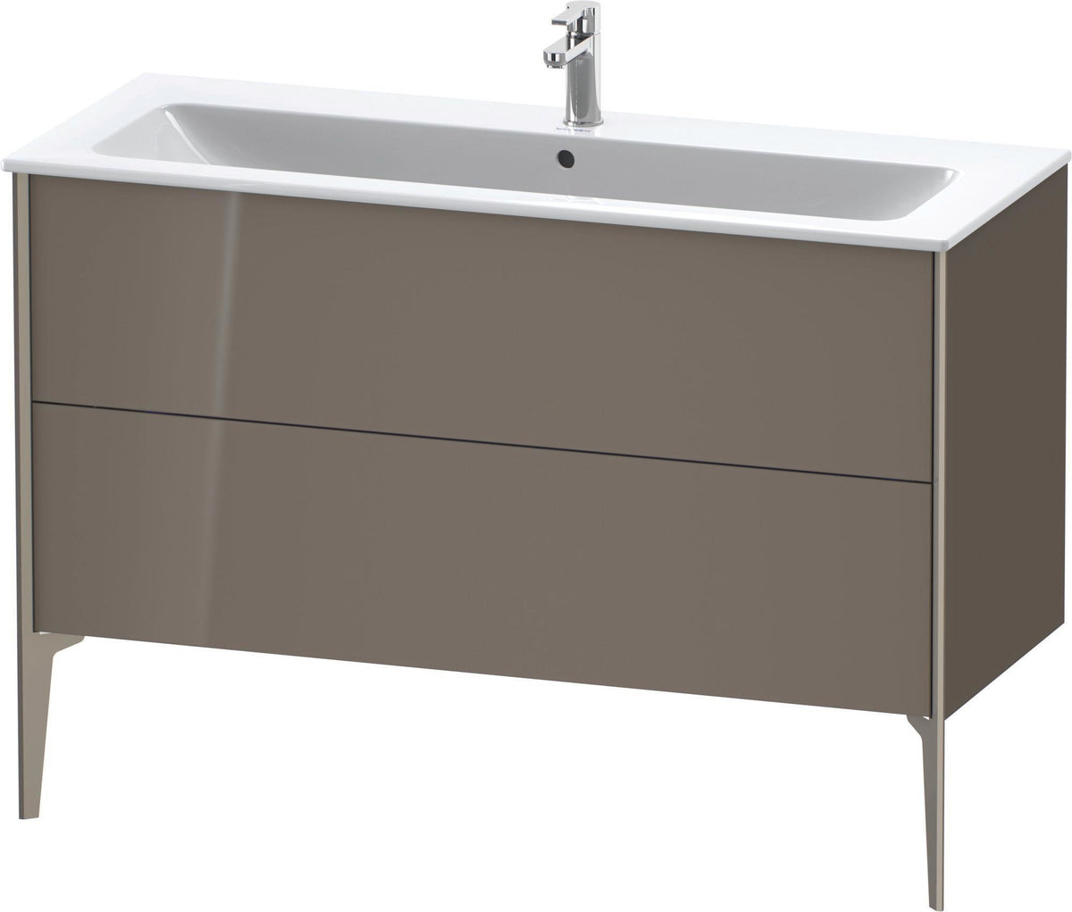 DURAVIT XViu Waschtischunterbau bodenstehend 1210 mm, 2 Auszüge, champagner matt/weiß matt