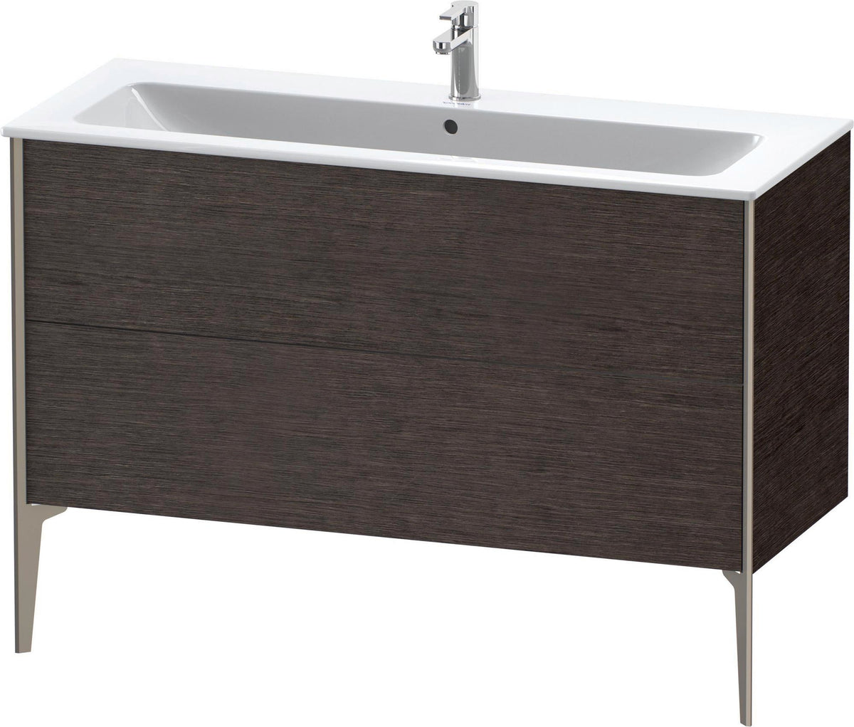 DURAVIT XViu Waschtischunterbau bodenstehend 1210 mm, 2 Auszüge, champagner matt/weiß matt