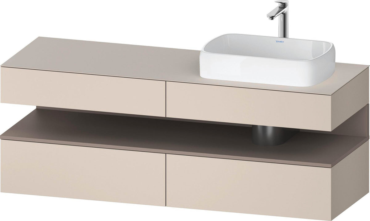 Duravit Qatego Konsolenwaschtischunterbau 1600 mm Weiß Hochglanz mit Eiche Schwarz Nische