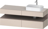 Duravit Qatego Konsolenwaschtischunterbau 1600 mm Weiß Hochglanz mit Eiche Schwarz Nische