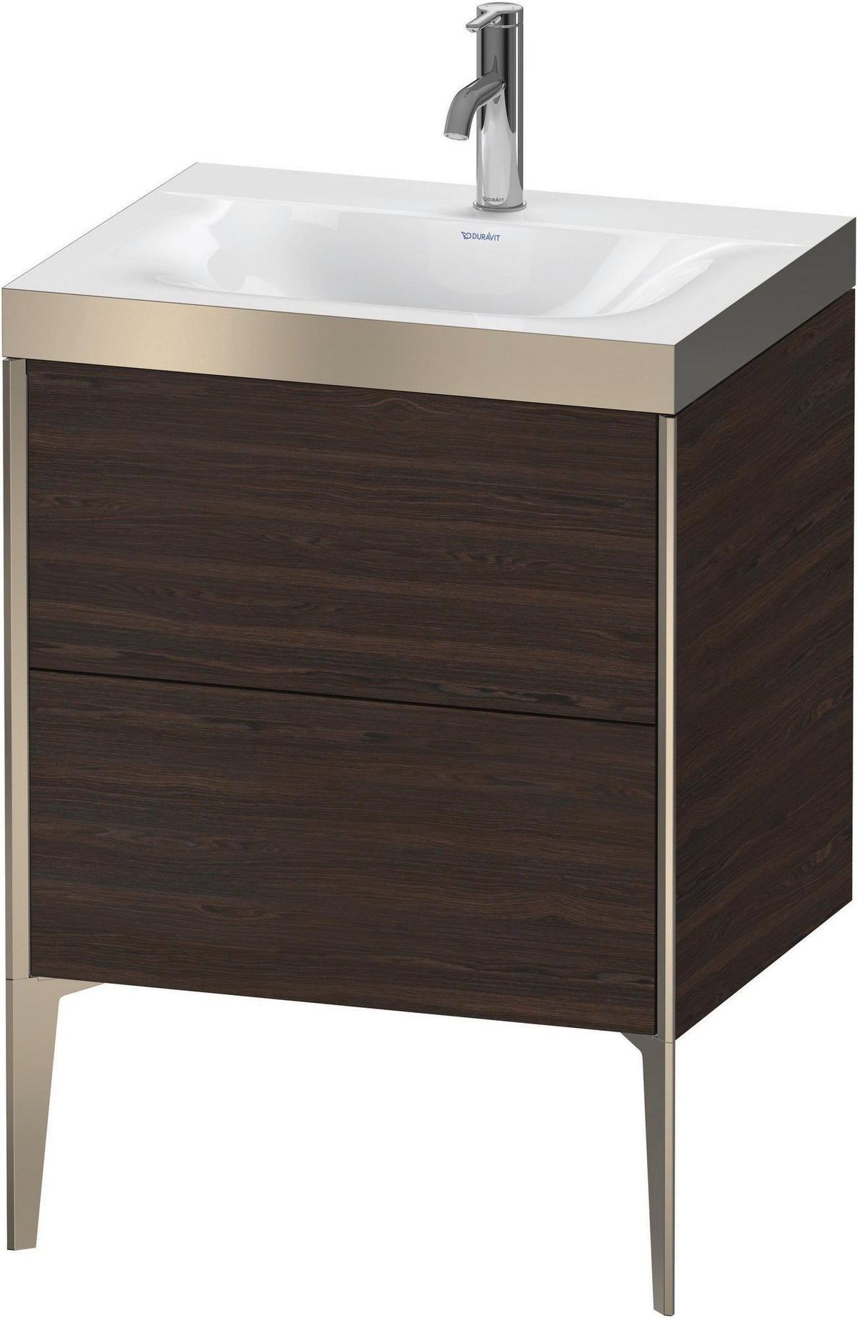 Duravit XViu Waschtischunterbauset 610 mm mit 2 Auszügen, champagner matt / amerikanischer Nussbaum