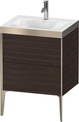 Duravit XViu Waschtischunterbauset 610 mm mit 2 Auszügen, champagner matt / amerikanischer Nussbaum