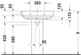 DURAVIT Waschtisch Happy D.2 650x500mm hängend weiß mit Überlauf & 3 Hahnlöchern