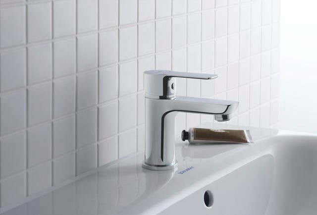 DURAVIT A.1 Einhebel-Waschtischmischer mit Zugstange, Chrom – 95 mm Ausladung, Keramikmischsystem