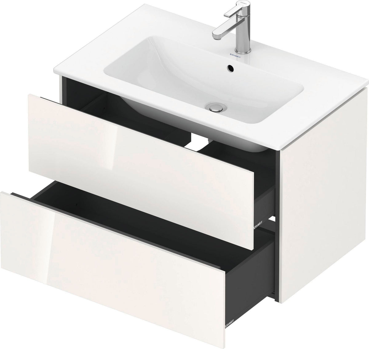 Duravit L-Cube Waschtischunterbau 820 mm taupe matt mit 2 Schubkästen und Tip-On-Technik