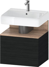DURAVIT Qatego Waschtischunterbau 590 mm wandhängend, 1 Auszug, weiß Hochglanz, Nische Eiche Schwarz