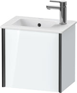 Duravit XViu Waschtischunterbau wandhängend 410 mm, 1 Tür rechts, schwarz matt / weiß hochglanz