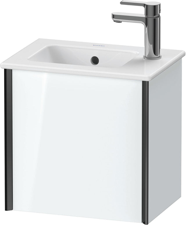 Duravit XViu Waschtischunterbau wandhängend 410 mm, 1 Tür rechts, schwarz matt / weiß hochglanz