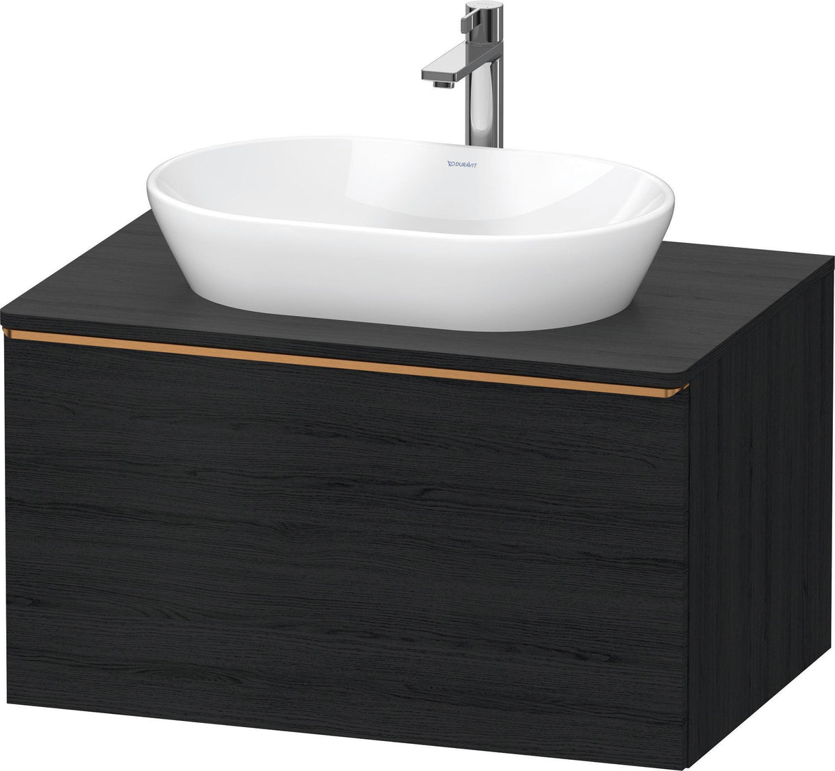 DURAVIT D-Neo Konsolenwaschtischunterbau 800 mm betongrau matt mit Bronze-Griff und Soft-Close-Auszug