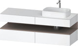 Duravit Qatego Konsolenwaschtischunterbau 1600 mm Weiß Hochglanz mit Eiche Schwarz Nische