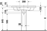 Duravit Möbelwaschtisch P3 Comforts 850x500mm weiß mit Überlauf, ohne Hahnloch, Ablagefläche links