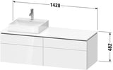 Duravit L-Cube Konsolenwaschtischunterbau 1420 mm Taupe Supermatt mit Tip-On Technik