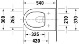 DURAVIT ME by Starck Wand-WC Tiefspüler 540 mm Weiß Seidenmatt mit HygieneFlush und DuraShield