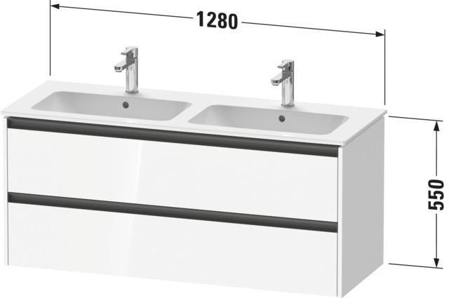 DURAVIT Ketho.2 Waschtischunterbau 1280 mm betongrau matt mit 2 Schubkästen und Soft-Close