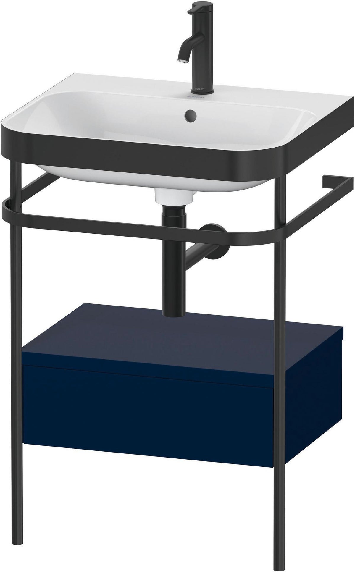 DURAVIT Happy D.2 c-bonded Waschtischset mit Metallkonsole, 575 mm, Weiß