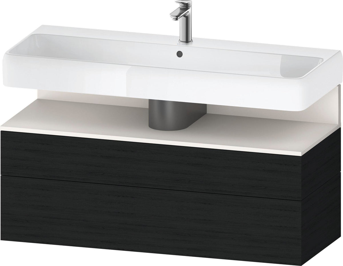 Duravit Qatego Waschtischunterbau 1190 mm – Weiß Matt mit Eiche Schwarz Nische, 1 Auszug, LED