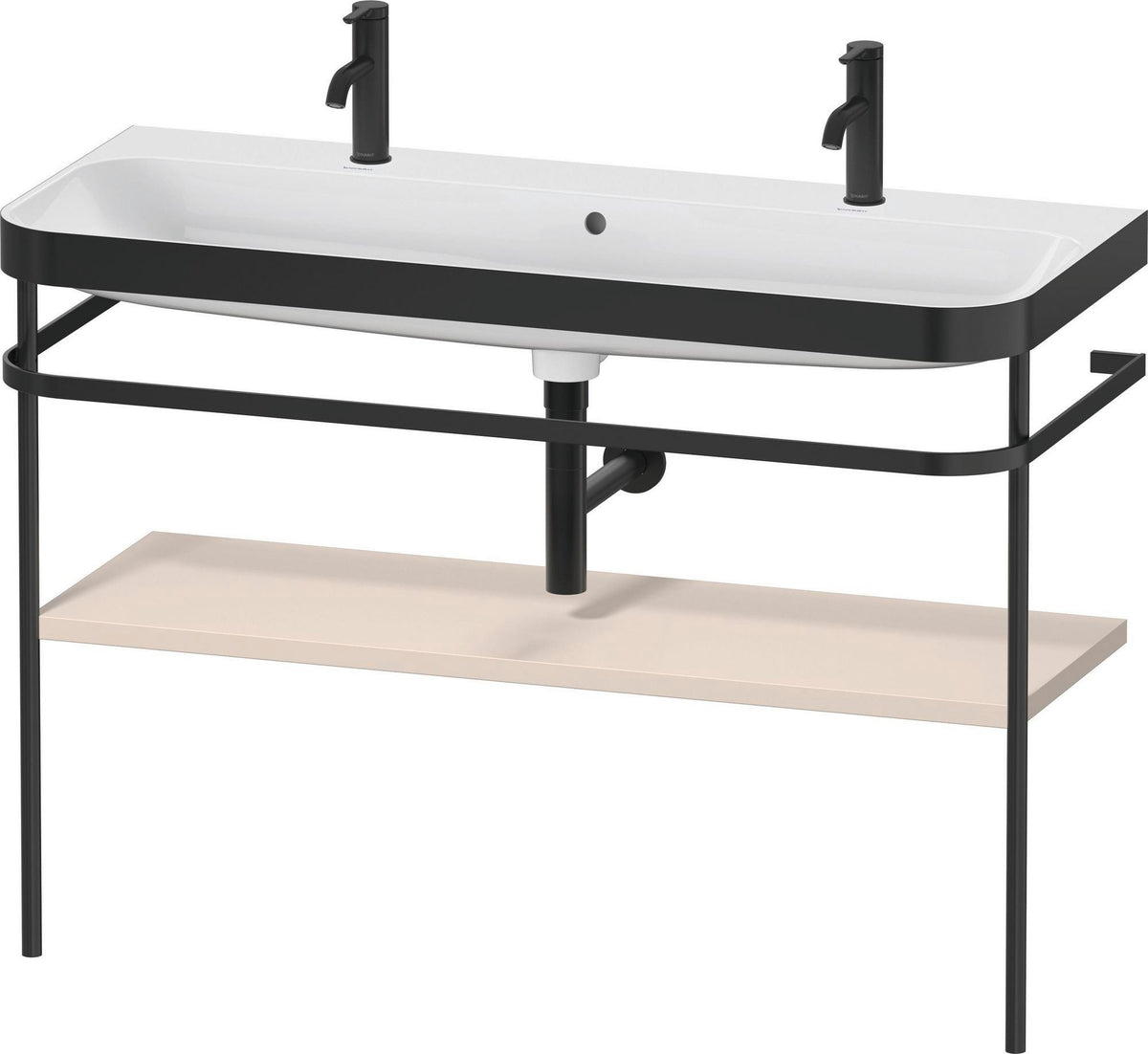 DURAVIT Happy D.2 c-bonded Waschtischset 1175 mm mit Metallkonsole, Taupe seidenmatt