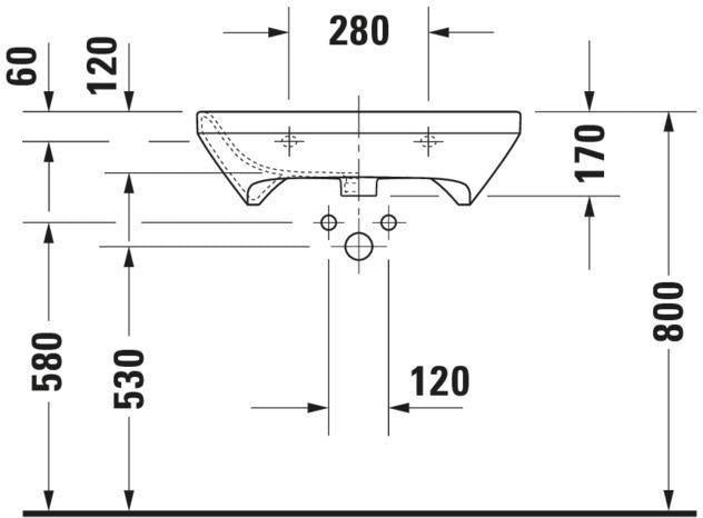 DURAVIT DuraStyle Waschtisch 650 mm, weiß, mit Überlauf, 1 Hahnloch, wandhängend, Sanitärkeramik