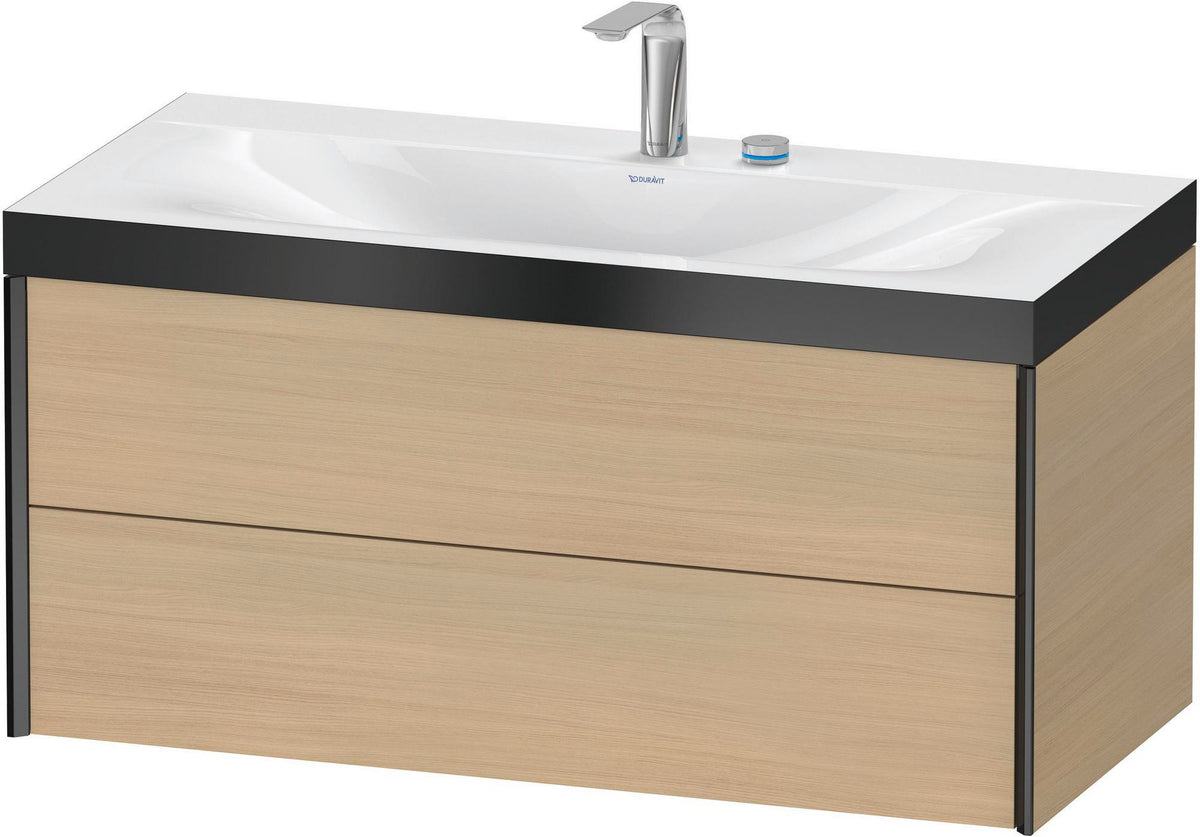 DURAVIT XViu Waschtischunterbauset c-bonded, 1000 mm, 2 Schubkästen, Schwarz Matt / Mediterrane Eiche