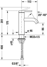 Duravit C.1 Einhebel-Waschtischmischer ohne Zugstange, Chrom – Keramikmischsystem, 113 mm Ausladung