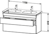 Duravit DuraStyle Waschtischunterbau 1150 mm, 2 Schubkästen, weiß matt – wandhängend