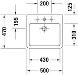 Duravit Waschtisch Vero 500 mm weiß mit Überlauf und 1 Hahnloch – wandmontiert