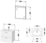 DURAVIT XBase Möbel-Set 630 mm mit Waschtisch, Unterbau, 2 Schubladen & Spiegel – Weiß Glänzend