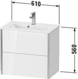 DURAVIT Waschtischunterbau XVIU 610x560x390mm 2 Schubkästen mit Nussbaum-Einrichtung, s-matt