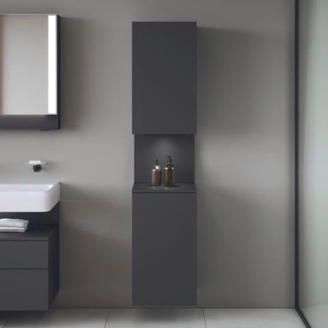 DURAVIT Qatego Hochschrank 400 mm, 2 Türen, weiß Hochglanz, Eiche Schw. Matt