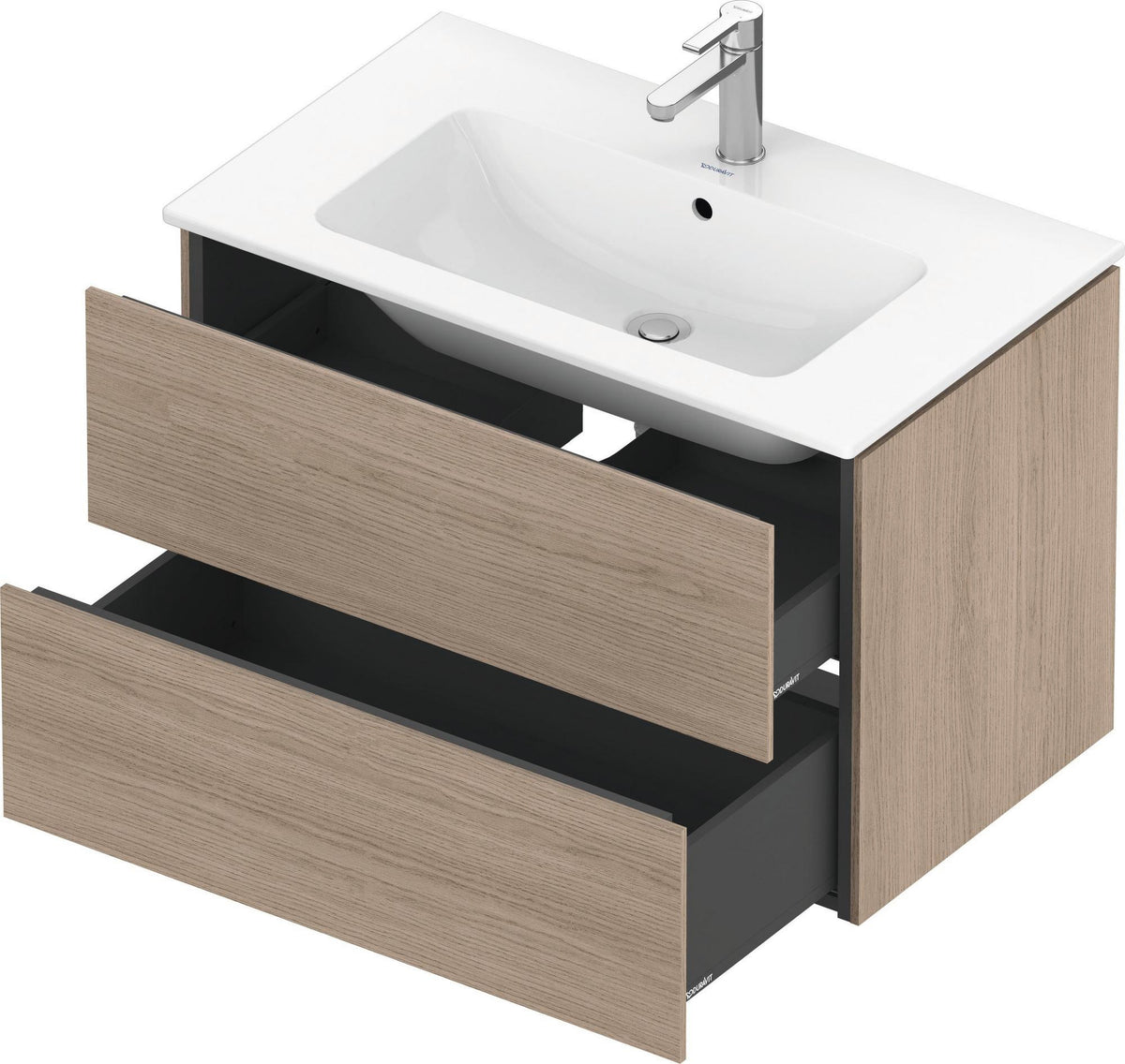 DURAVIT L-Cube Waschtischunterbau wandhängend 820 mm Amerikanisch Nussbaum, 2 Schubkästen