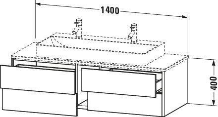 DURAVIT XSquare Waschtischunterbau 1400 mm, 4 Schubkästen, betongrau matt, wandhängend