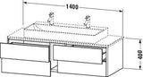DURAVIT XSquare Waschtischunterbau 1400 mm, 4 Schubkästen, betongrau matt, wandhängend