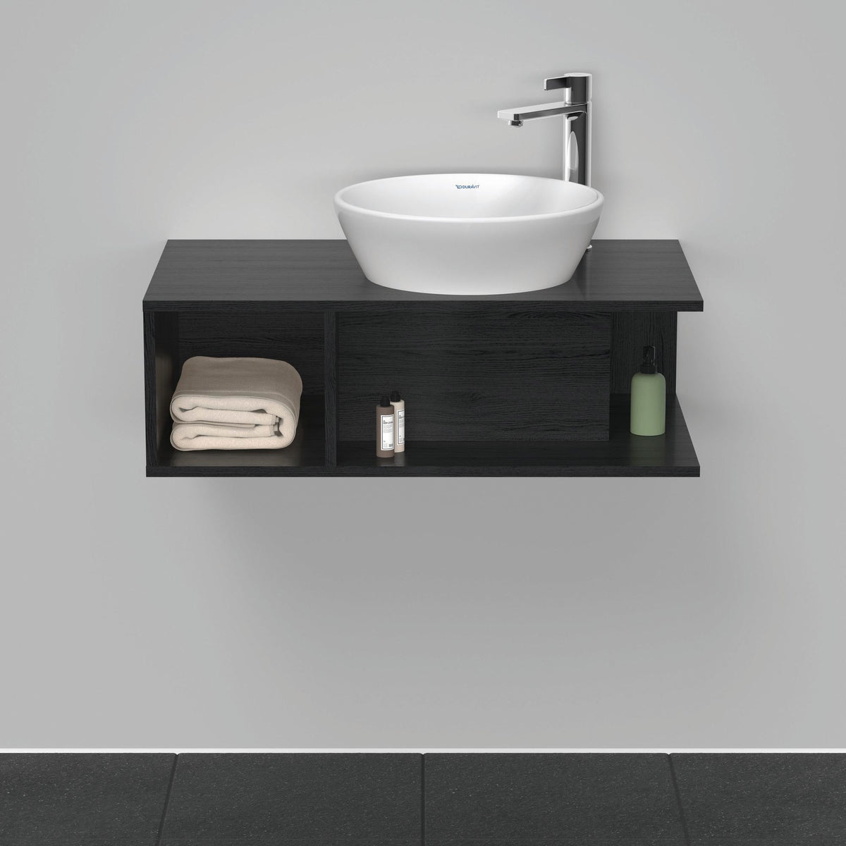 DURAVIT D-Neo Waschtischunterbau wandhängend 800 mm betongrau matt, Becken rechts, 1 offenes Fach