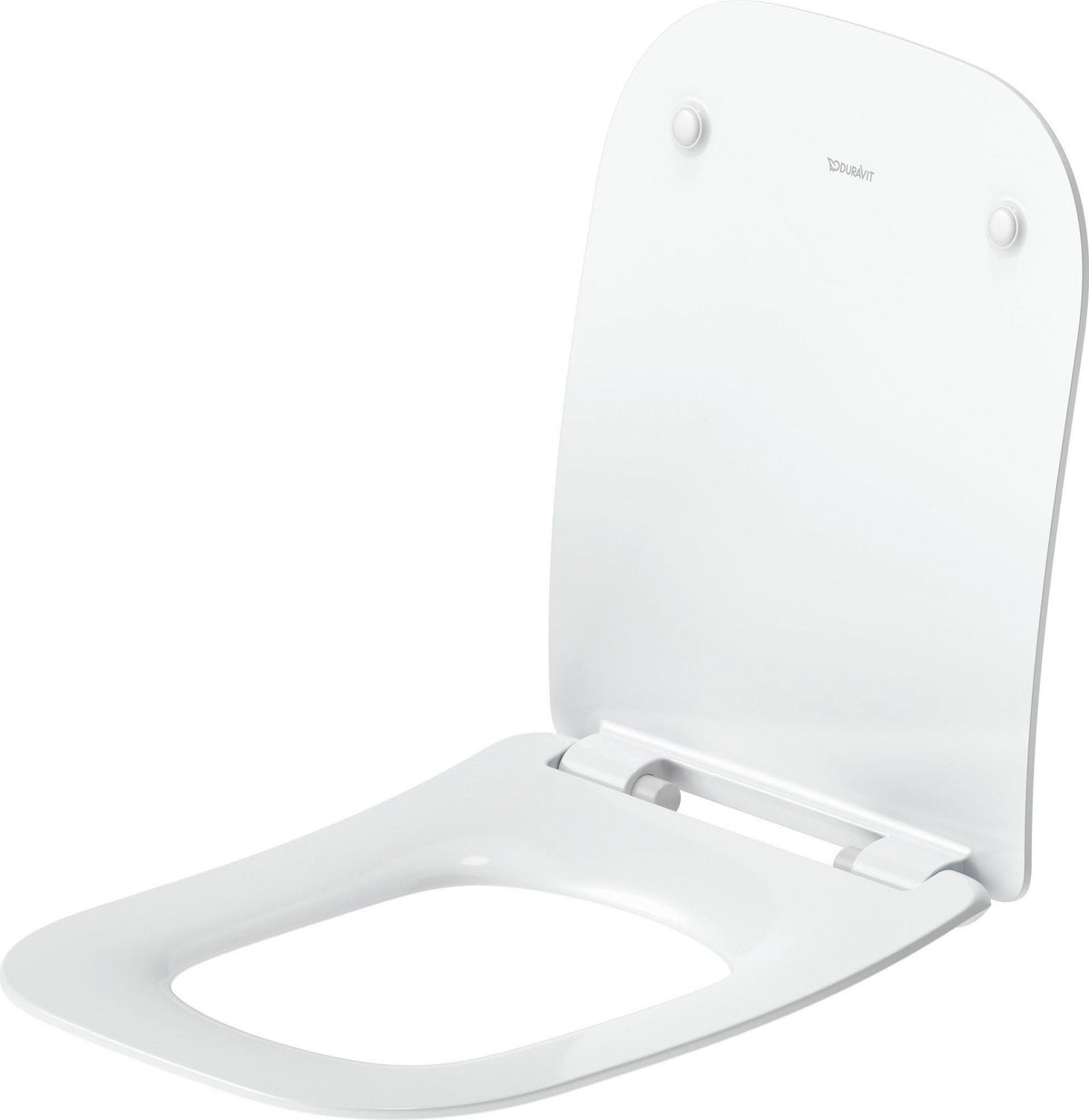 Duravit Univavo WC-Sitz eckig tief 434mm mit Absenkautomatik, abnehmbar, Edelstahl Scharniere, Weiß