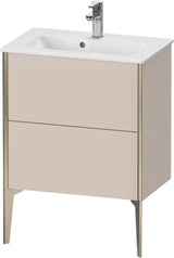 Duravit XViu Waschtischunterbau bodenstehend 610 mm, 2 Auszüge, champagner matt/weiß matt