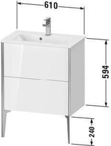 Duravit Waschtischunterbau XVIU 610x834x390mm 2 Auszüge Compact s-matt