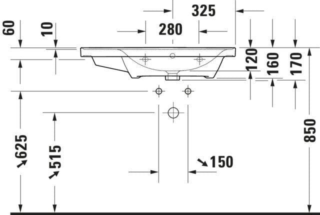 Duravit D-Neo Waschtisch 800 mm weiß mit WonderGliss, Becken rechts, Wandmontage