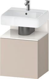 DURAVIT Qatego Waschtischunterbau 490 mm wandhängend, 1 Tür links, Weiß Matt mit Eiche Schwarz Nische