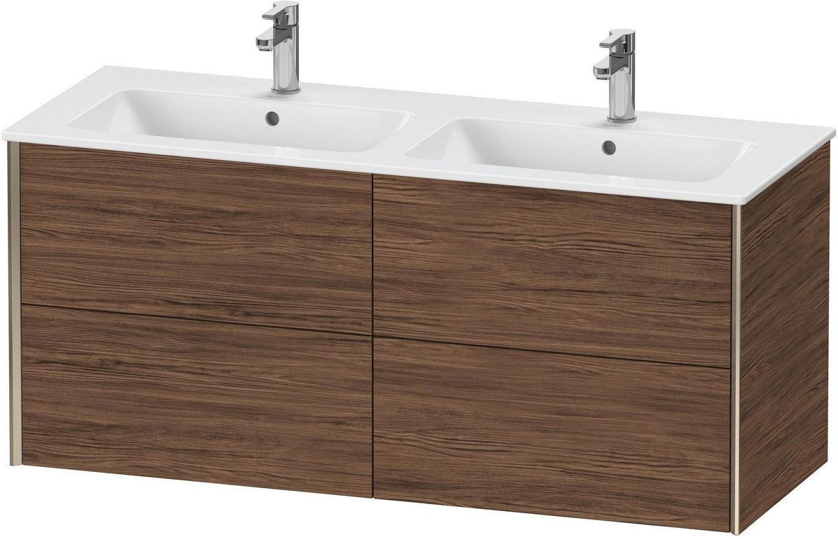 Duravit XViu Waschtischunterbau wandhängend 1280 mm, 4 Schubkästen, champagner matt/weiß matt