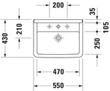 DURAVIT Waschtisch Starck 3 650 mm mit Überlauf, Hahnlochbank und WonderGliss in Weiß