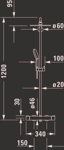 DURAVIT Duschsystem C.1 mit Brausethermostat, Schwarz Matt, Kopf- und Handbrause
