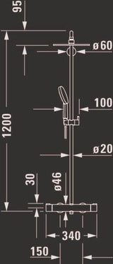 DURAVIT Duschsystem C.1 mit Brausethermostat, Schwarz Matt, Kopf- und Handbrause